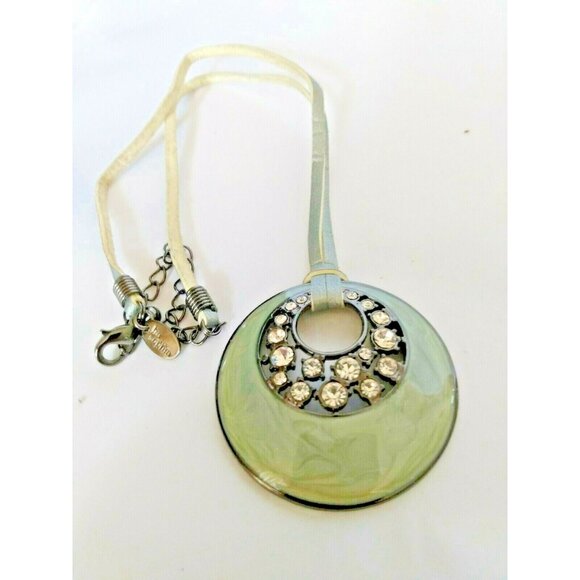 Lia Sophia Enamel polished pendant with crystals - Leather necklace -both signed - Picture 8 of 9